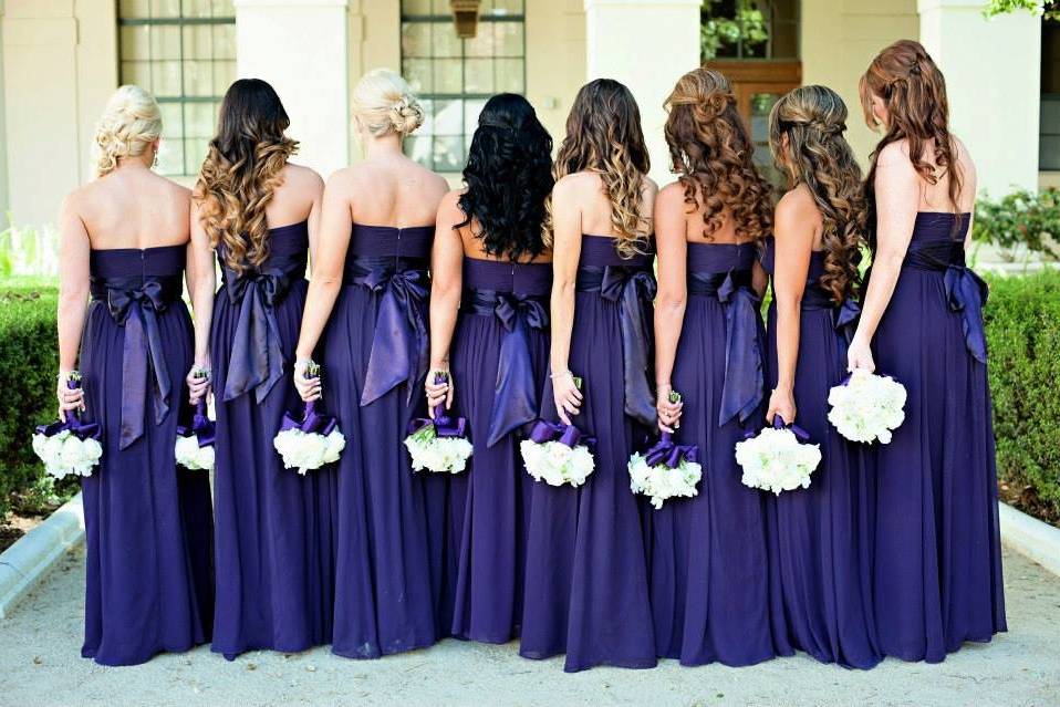 Bridal Party with all their hair curled and styled down