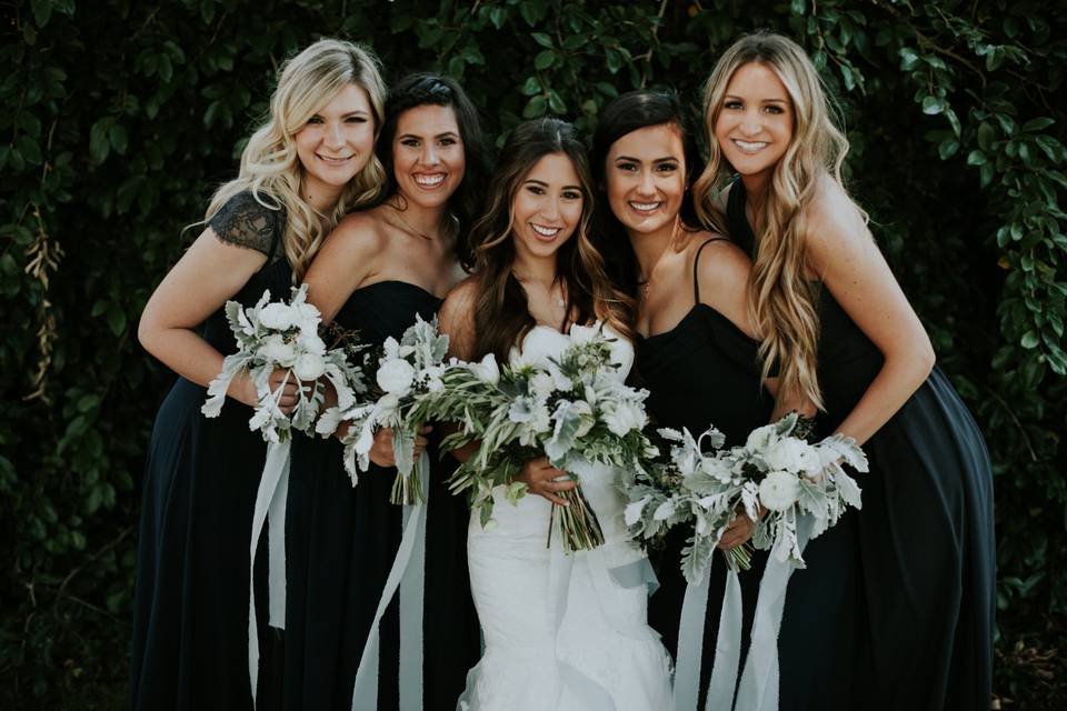 Bride and bridesmaids