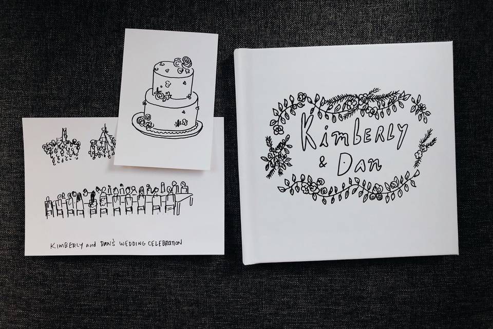 Illustrations and guestbook