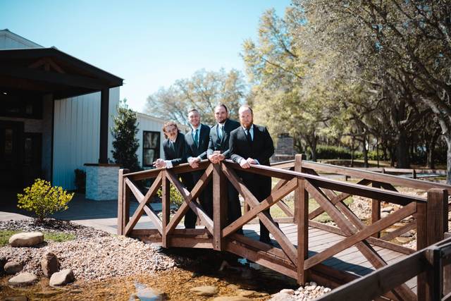 Groomsmen on Bridge