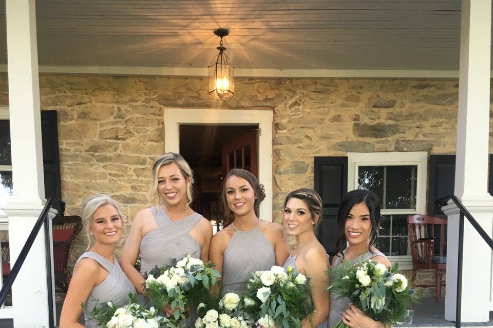 Makeup on brides maid far left