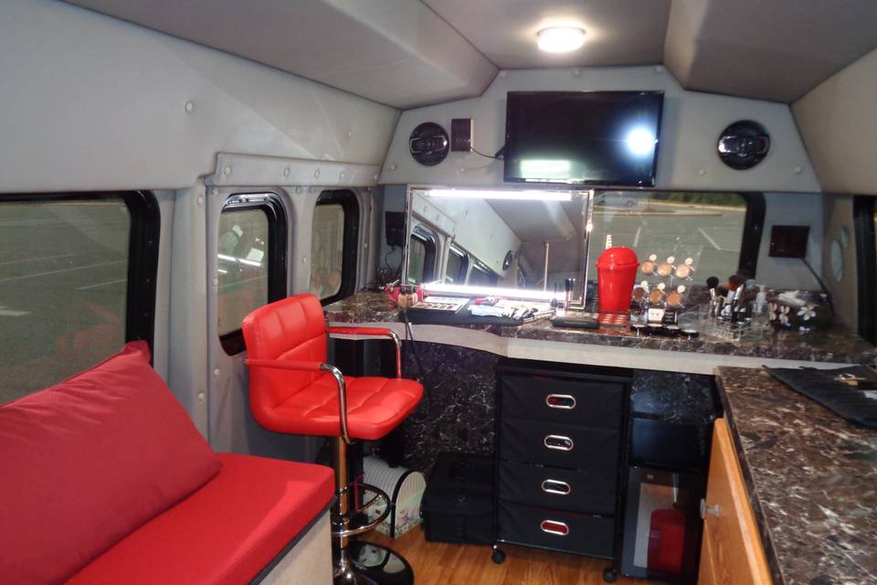 Inside mobile beauty studio