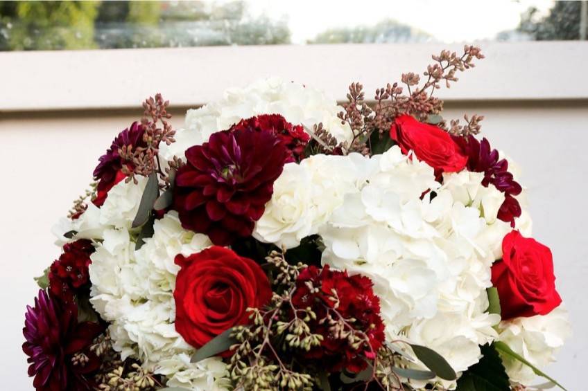 Luxury Designer Faux Floral Arrangements on base Red and Gold –  Reilly-Chance Collection