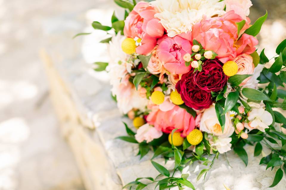 Pink and yellow arrangement