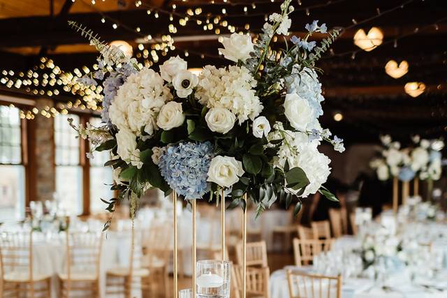 Blue and White Towers