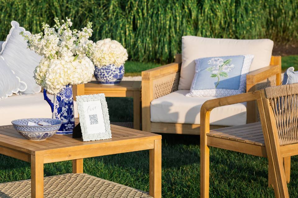 Blue and White Hydrangeas