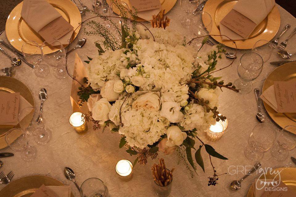 Table setup with centerpiece