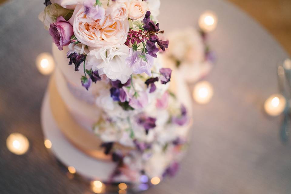 Multiple layered wedding cake