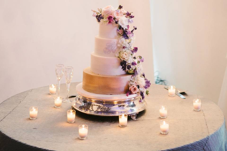 Multiple layered wedding cake