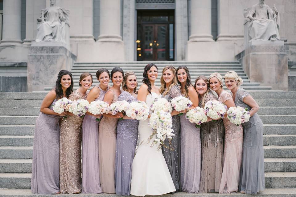 The bride with her bridesmaids