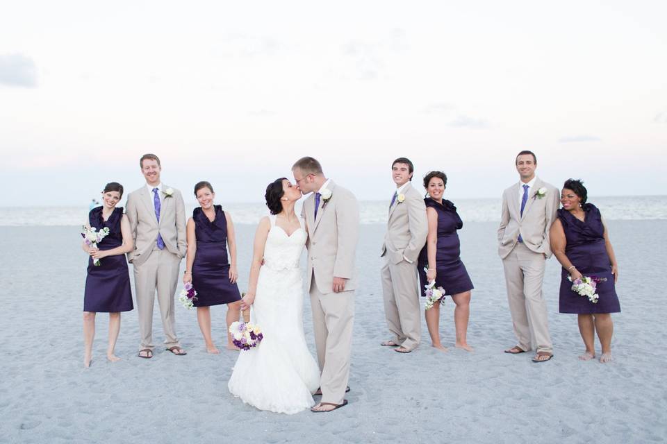 The couple with their attendants