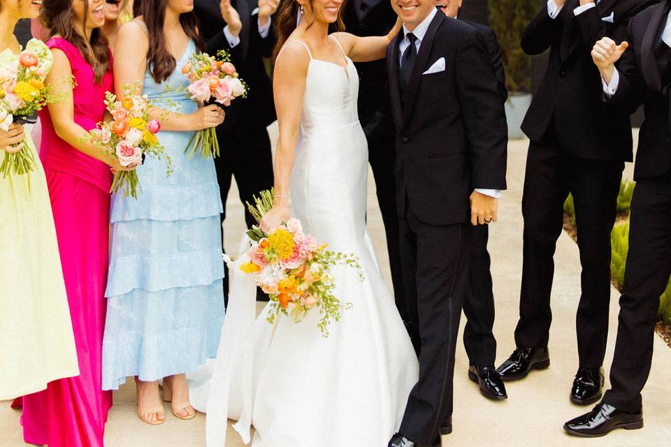 Colorful bridal party