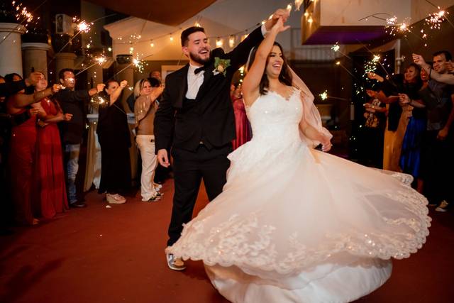 Bride and groom sparklers