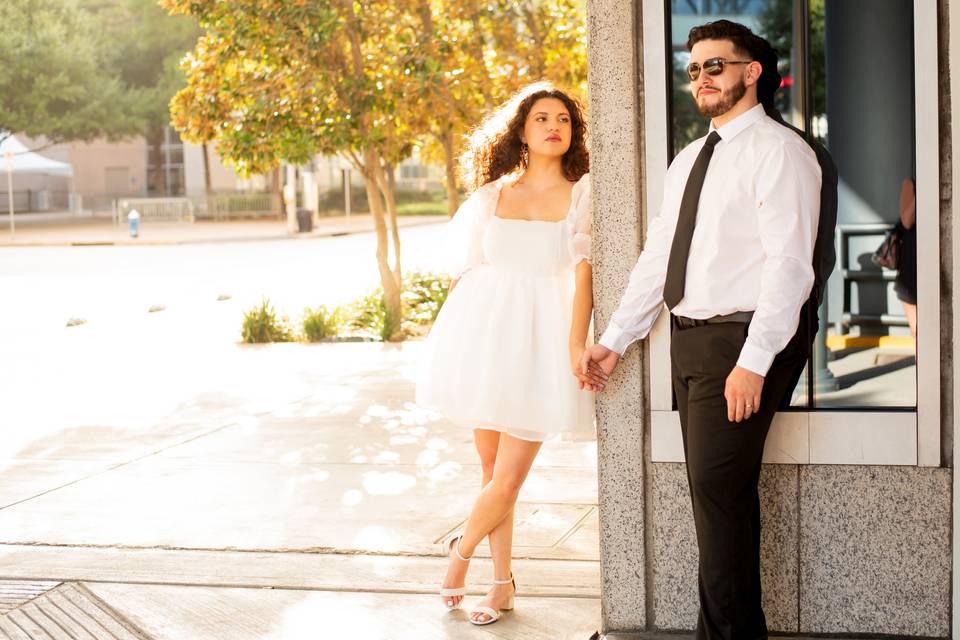 Glowy bride and groom