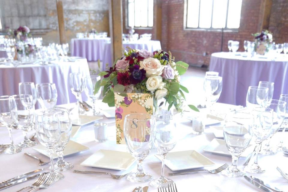 Table setup with centerpiece