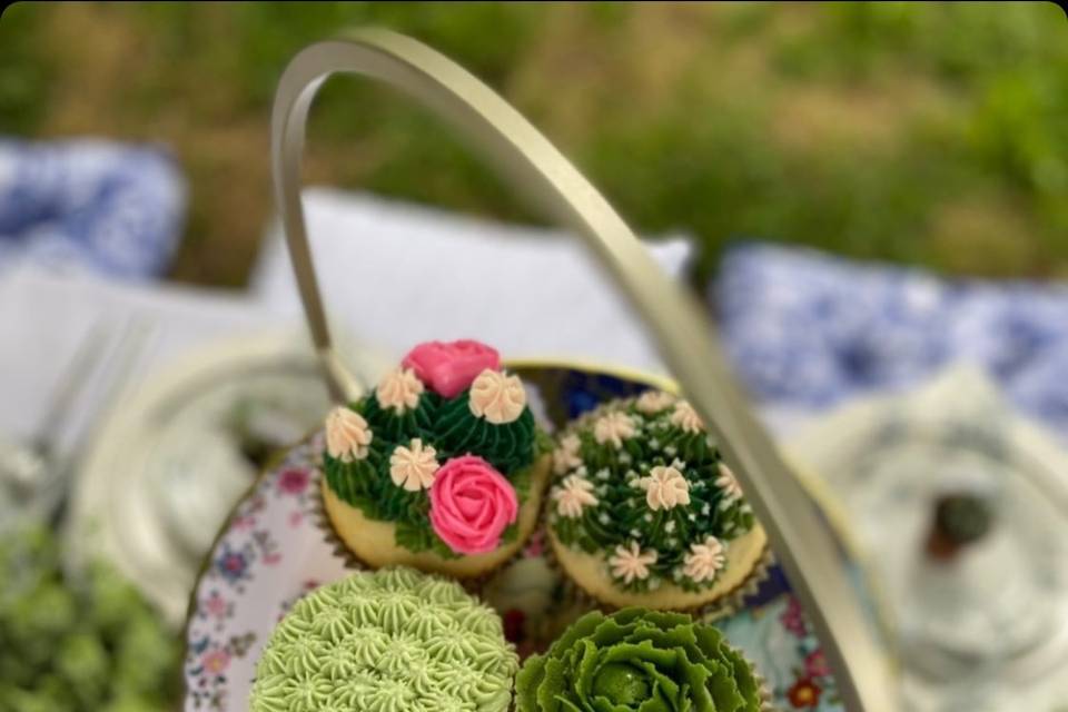Succulent designed cupcakes