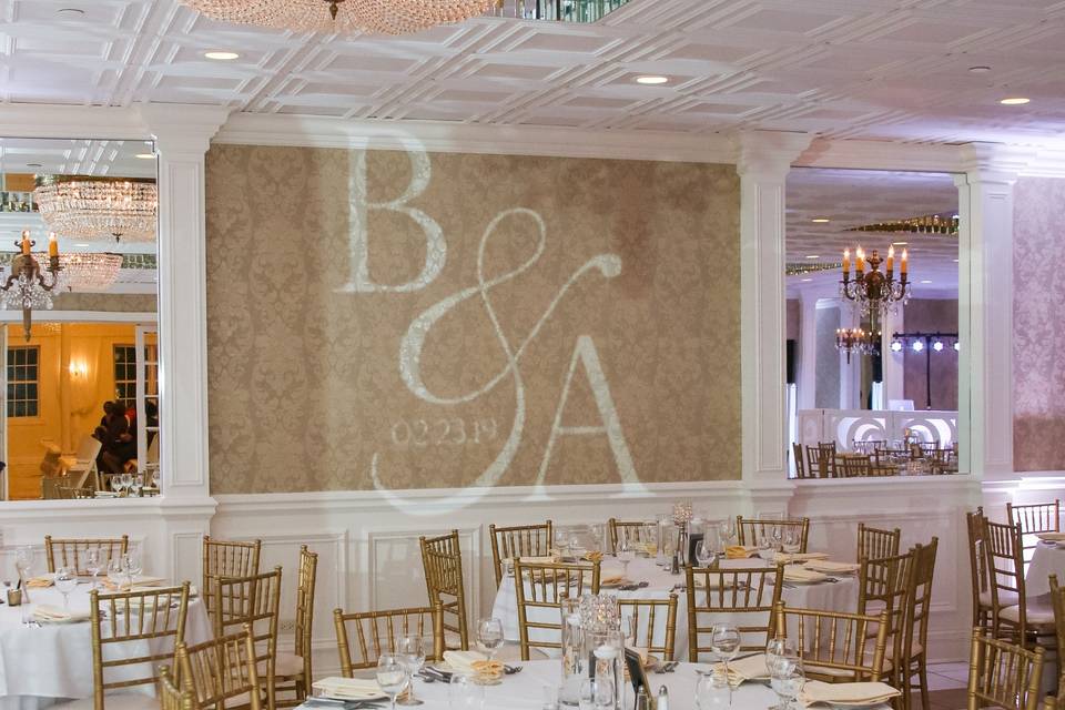 Monogram with bride and groom