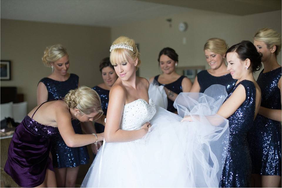 Bride getting ready