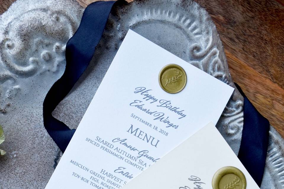 Wax seal menu