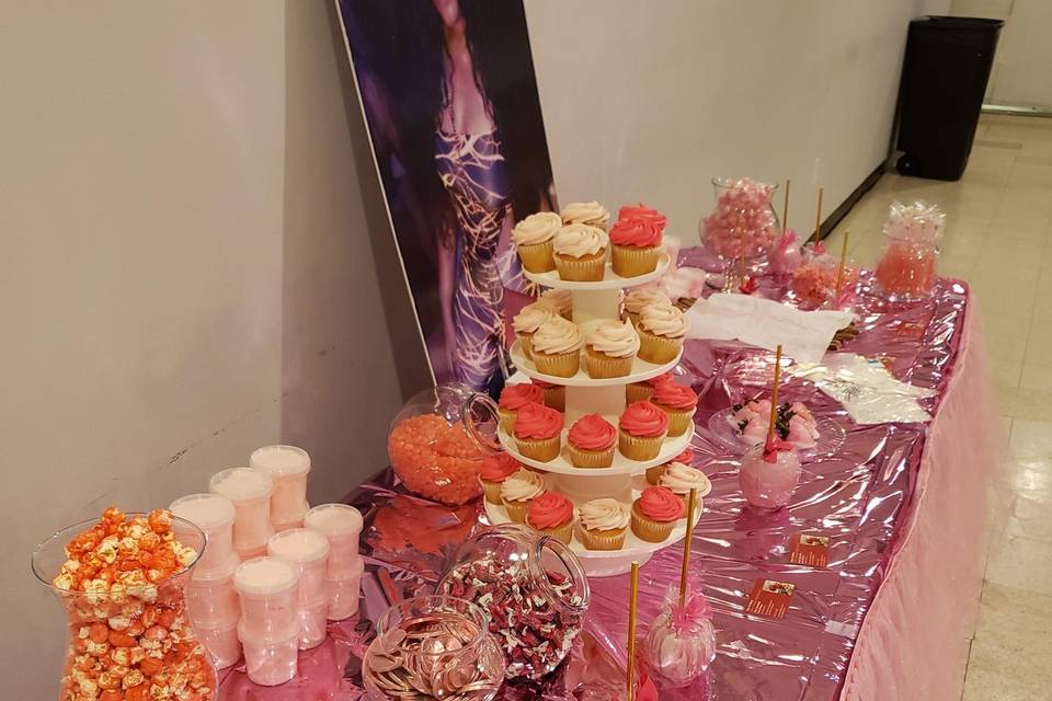 Pink theme candy table
