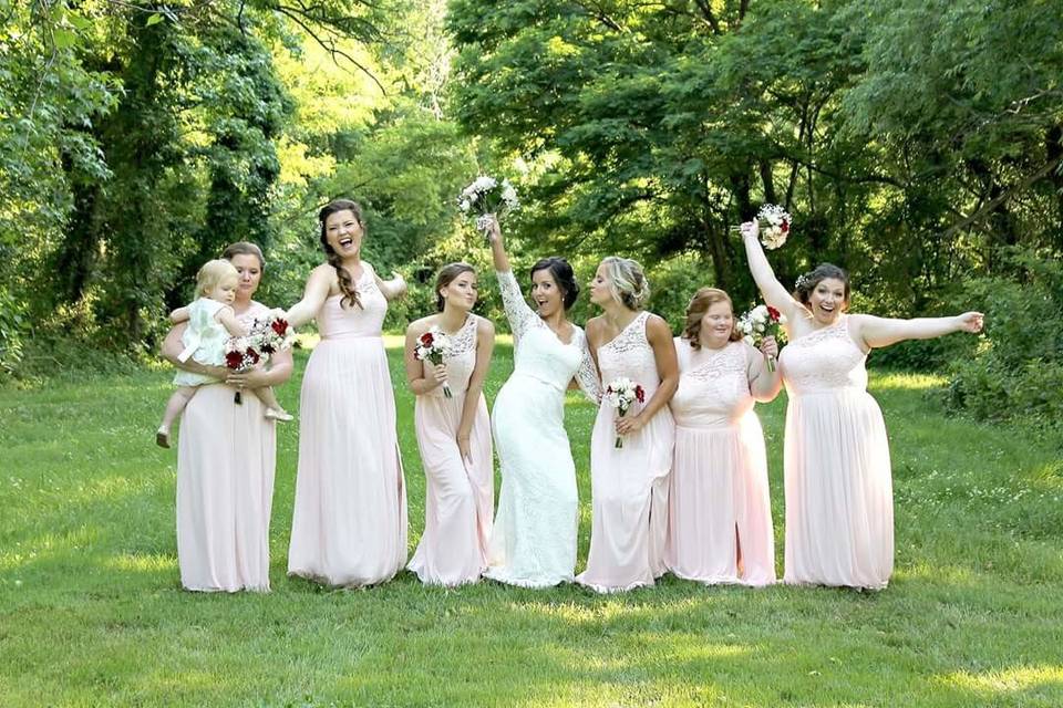 Bride and her bridesmaids