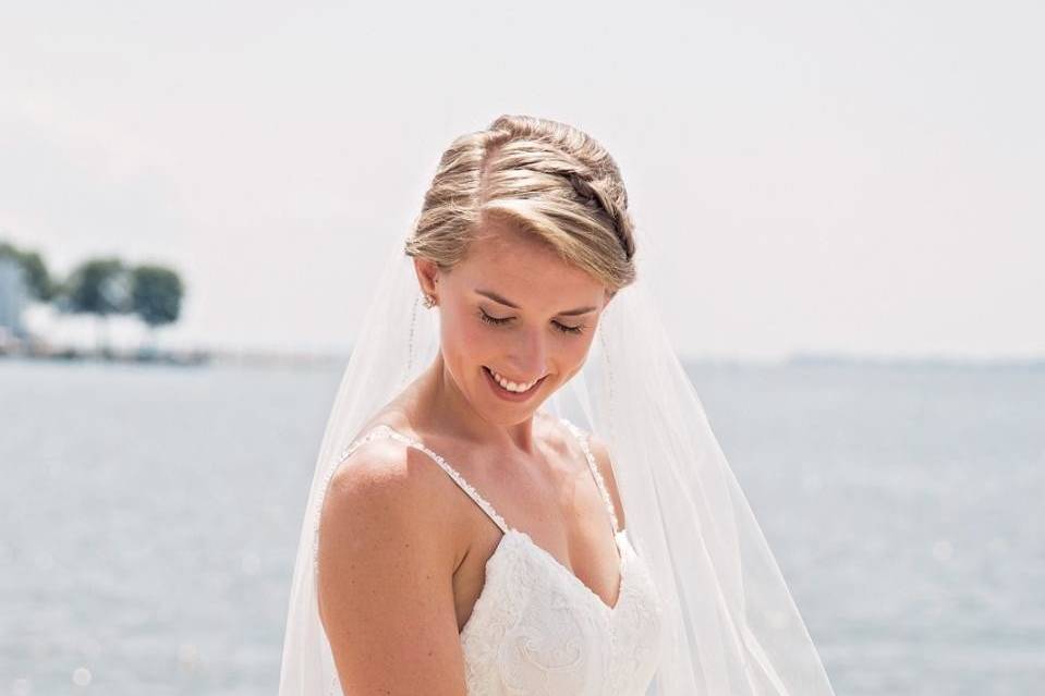 Bride by the beach