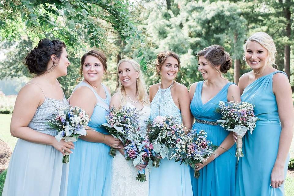 Bride and her bridesmaids