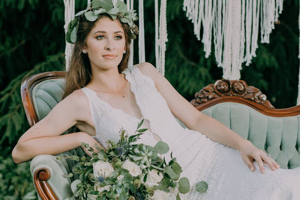 Bride on chair