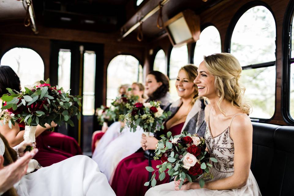 Bride and bridesmaids