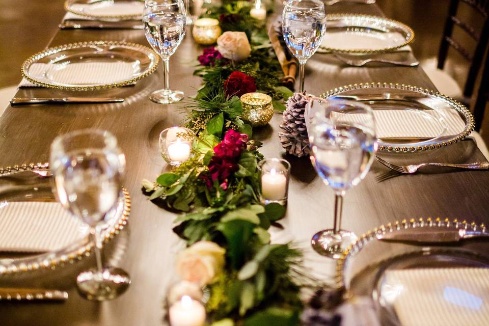 Table setting and floral decor