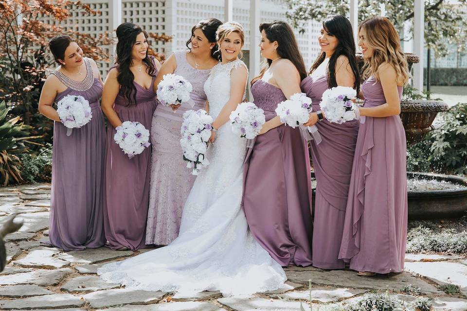 Bride and her bridesmaids