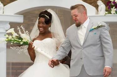 The joyous newlyweds