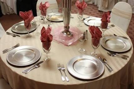 Table setup with centerpiece