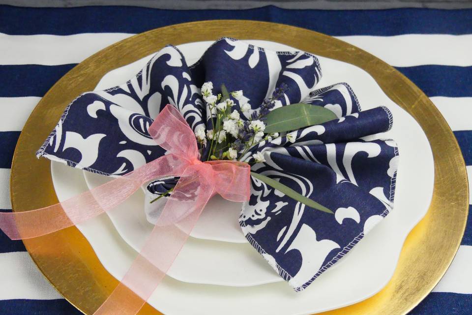 Blossom China and Blue Napkins