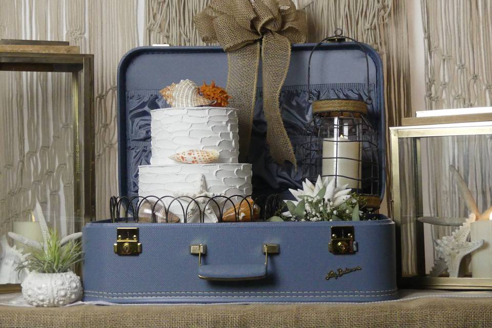 Vintage Suitcase and Lanterns