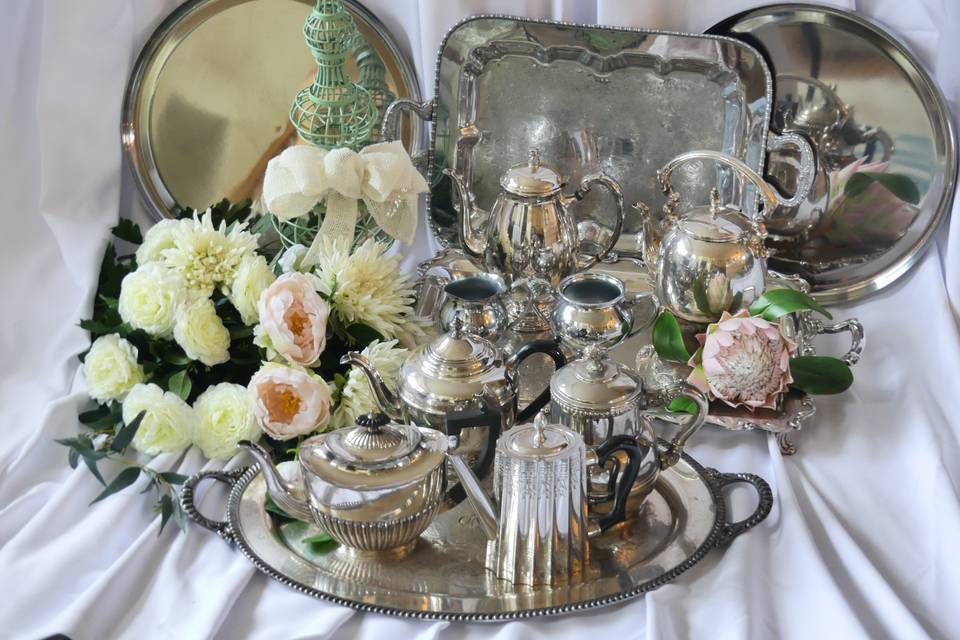 Silver Plated Trays/Tea Pots