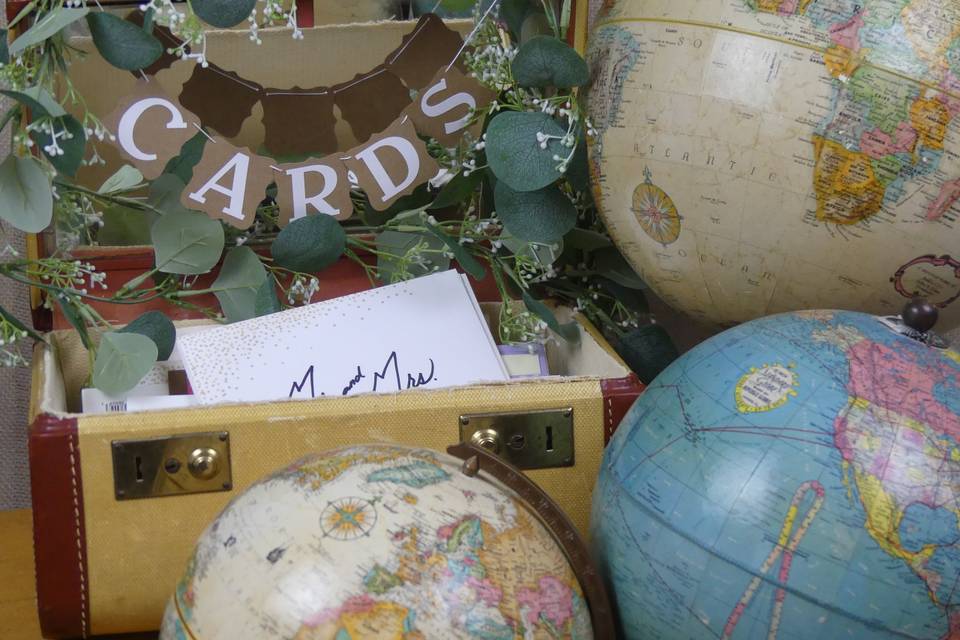 Vintage Globes and Train Case