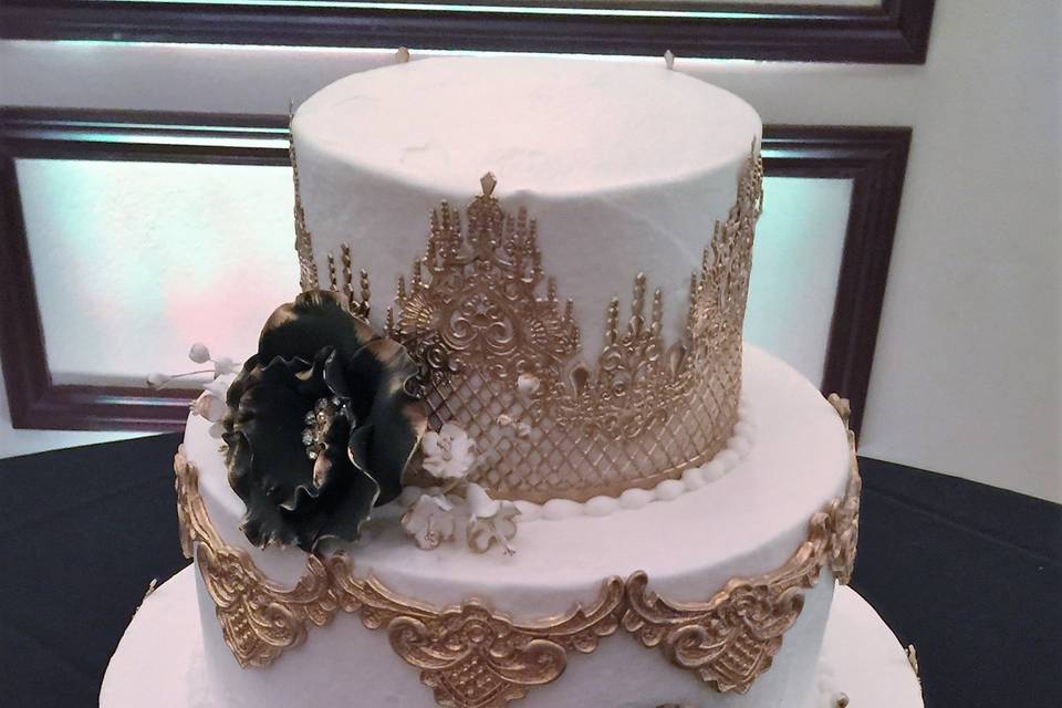 Gold and Black wedding Cake