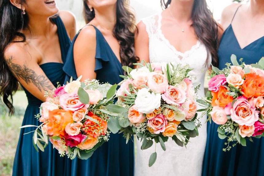 Bride with bridesmaids