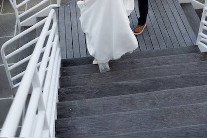 Ascending stairs to reception