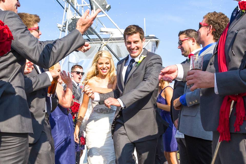 Couple entering reception