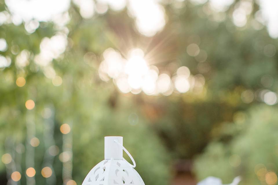 Table setup with candle centerpiece