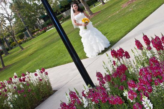 The bride holding her bouquet