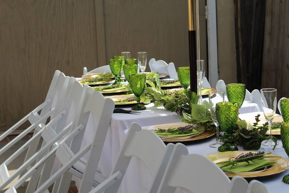 Table setup with centerpiece