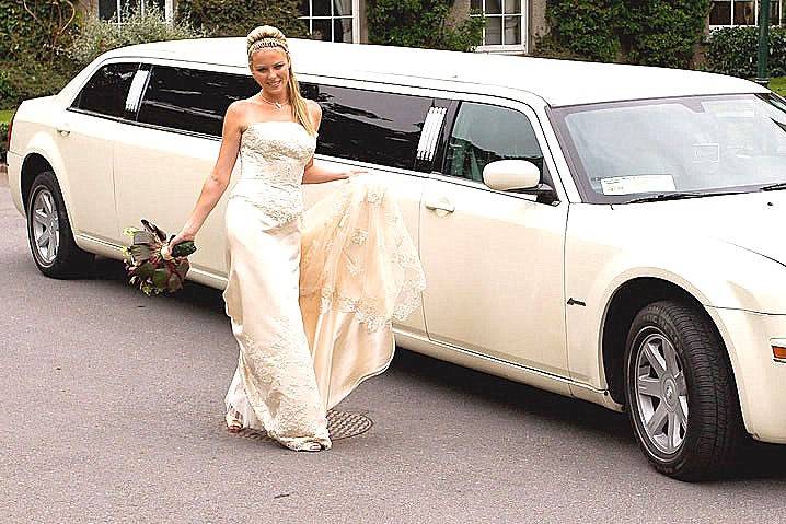 Bride and limo