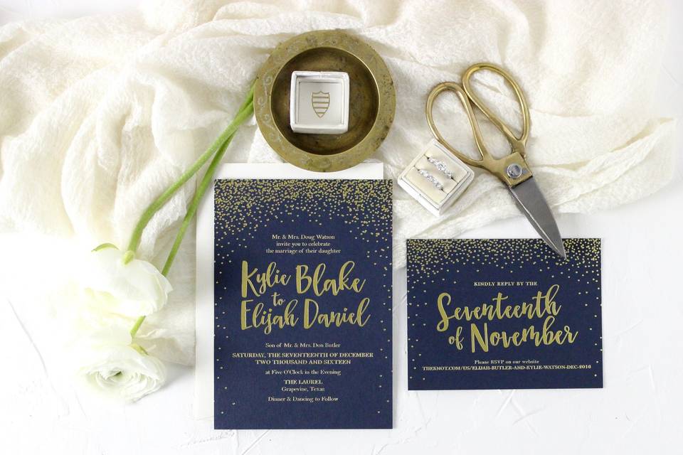 Navy and Gold Foil