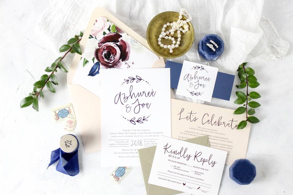Floral Navy and Blush Suite