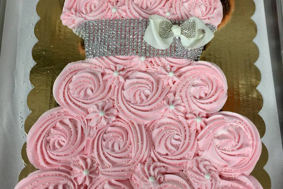 Birthday dress cupcake cake