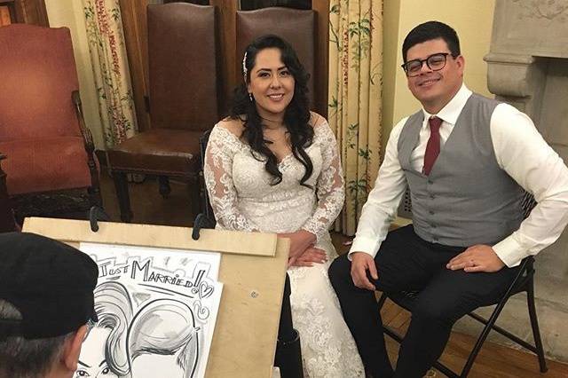 Live drawing at wedding