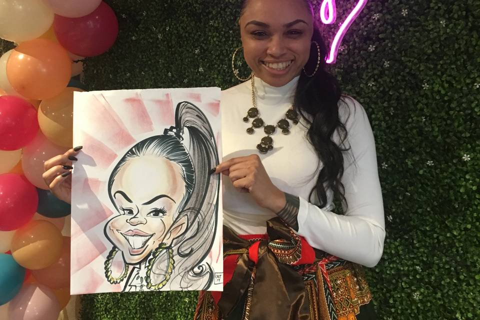 Live bridal shower caricature